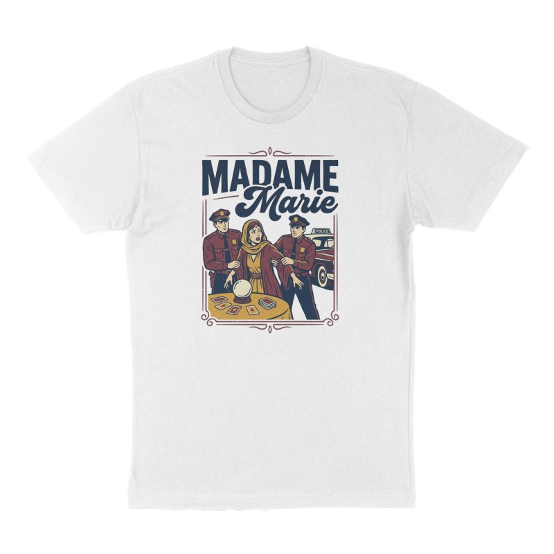 Custom t-shirt: "Madame Marie", Front print, white shirt