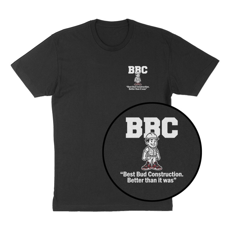 Custom t-shirt: "BBC ", Left Chest print, black shirt