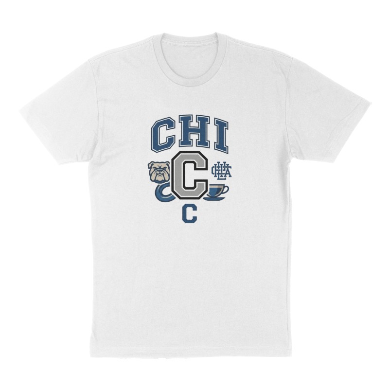 Custom t-shirt: "CHI", Front print, white shirt