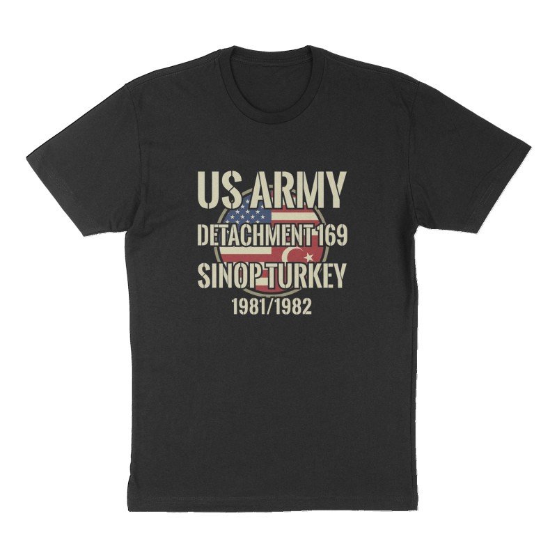 Custom t-shirt: "US Army Detachment 169 Sinop Turkey ", Front print, black shirt