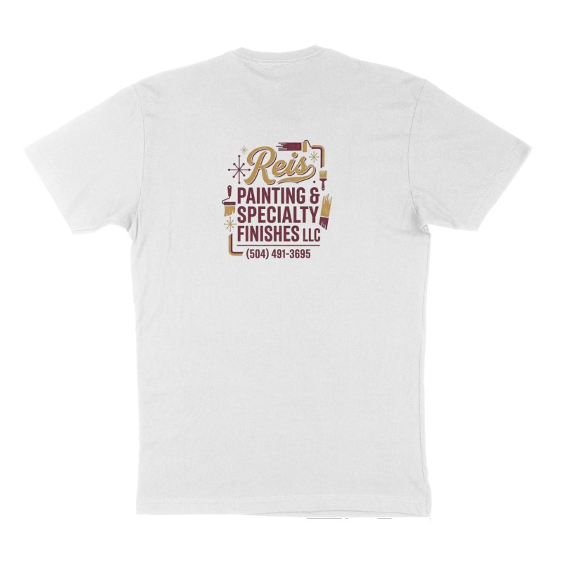 Custom t-shirt: "Reis Painting & Specialty Finishes LLC", Back print, white shirt