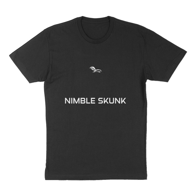Custom t-shirt: "NIMBLE SKUNK", Front print, black shirt