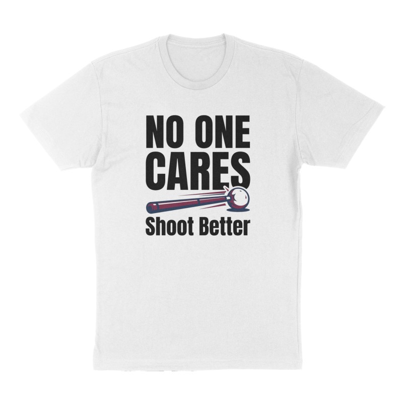 Custom t-shirt: "NO ONE CARES", Front print, white shirt
