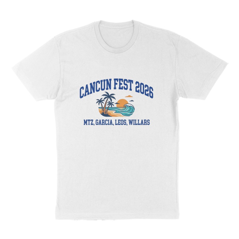 Custom t-shirt: "Cancun Fest 2026 ", Front print, white shirt
