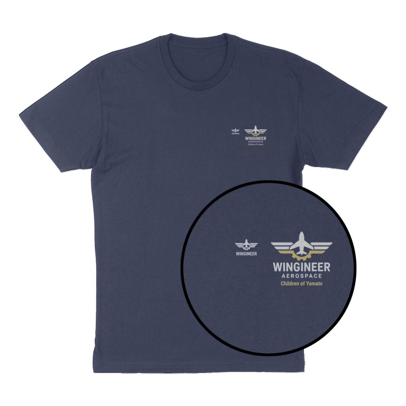 Custom t-shirt: "WINGINEER AEROSPACE", Left Chest print, navy shirt