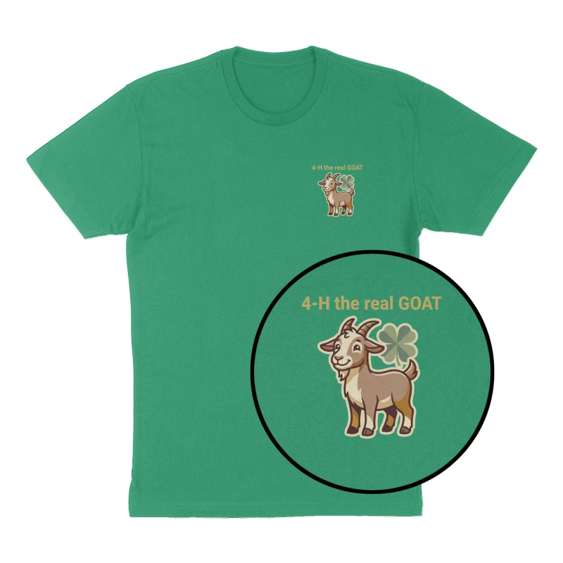 Custom t-shirt: "4-H the real GOAT", Left Chest print, green shirt