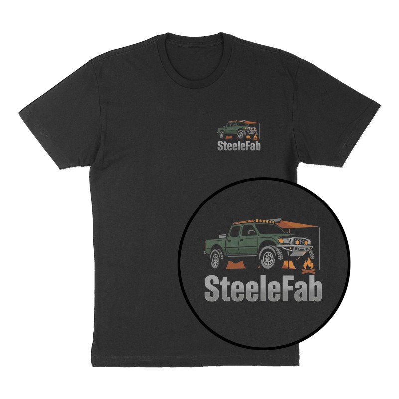 Custom t-shirt: "SteeleFab", Left Chest print, black shirt
