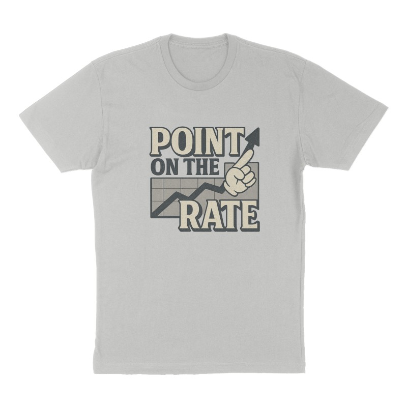 Custom t-shirt: "Point on the Rate", Front print, heather-gray shirt