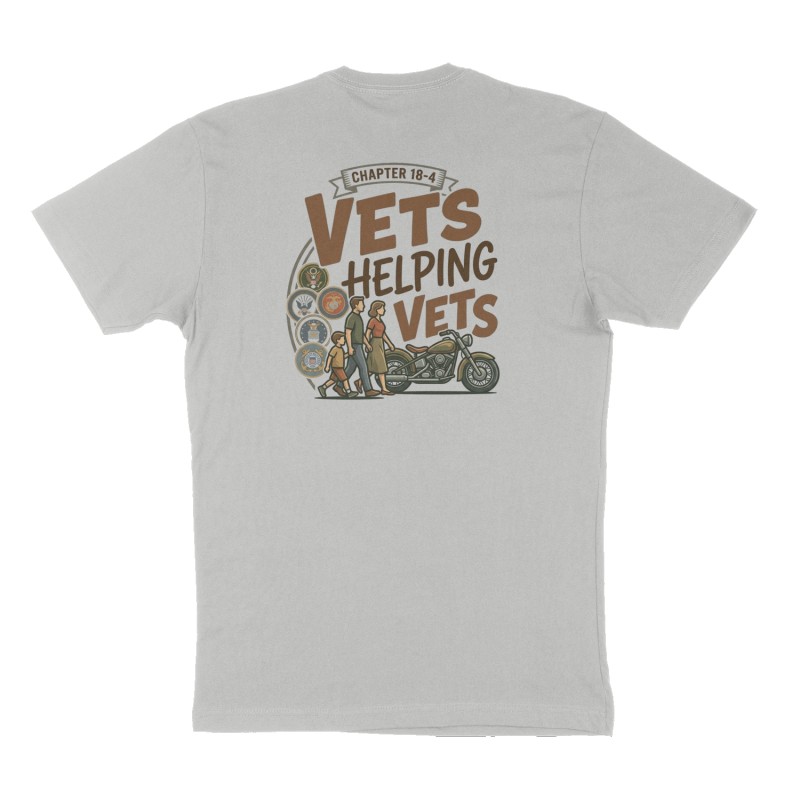 Custom t-shirt: "Vets Helping Vets", Back print, heather-gray shirt