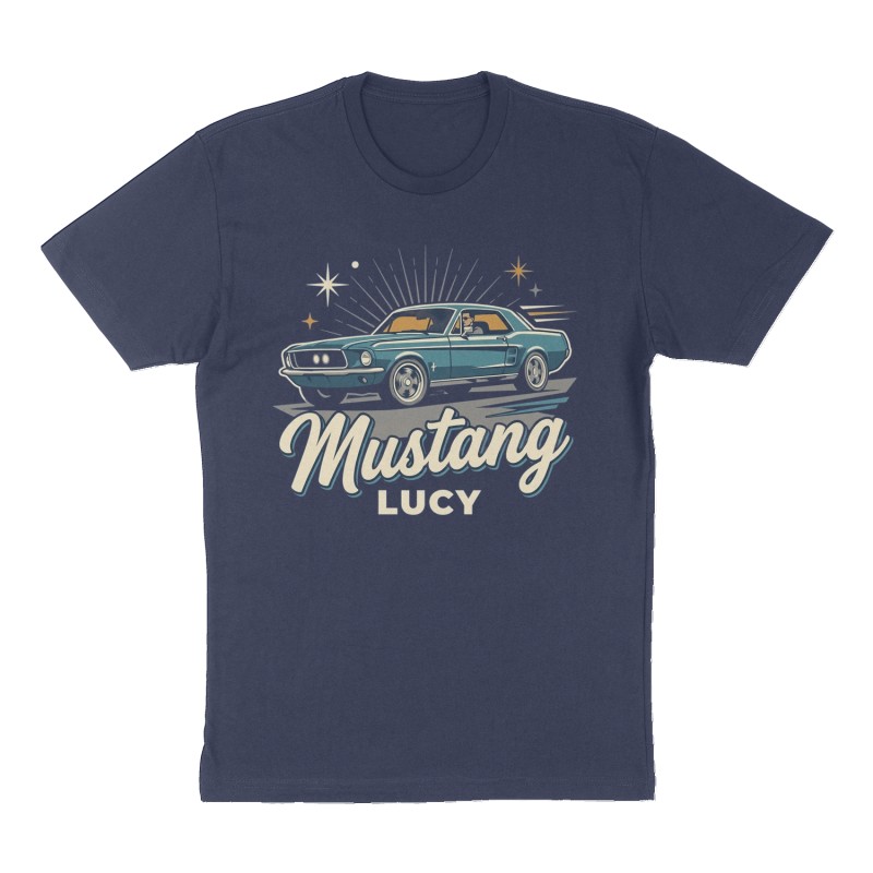Custom t-shirt: "Mustang", Front print, navy shirt