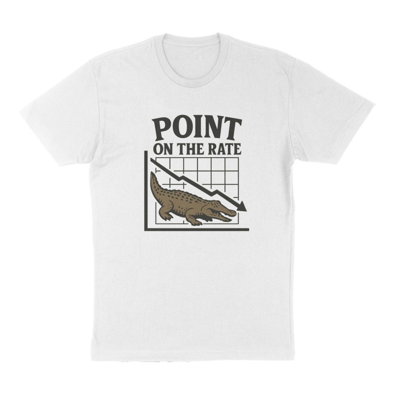Custom t-shirt: "Point on the Rate", Front print, white shirt