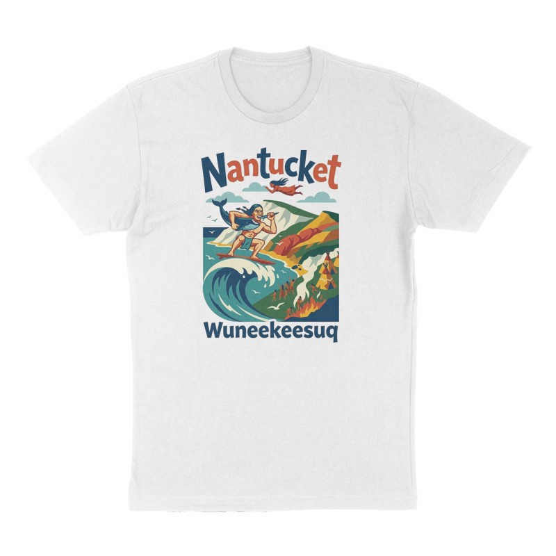 Custom t-shirt: "Nantucket", Front print, white shirt