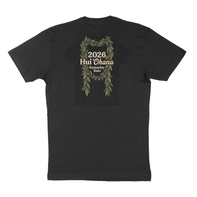 Custom t-shirt: "2026 Hui ‘Ohana", Back print, black shirt