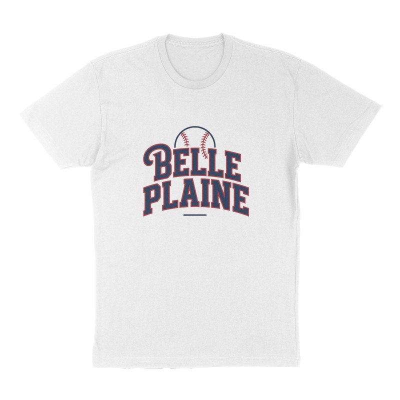 Custom t-shirt: "Belle Plaine", Front print, white shirt