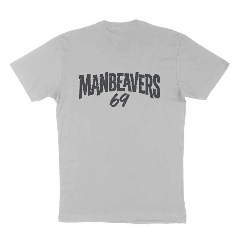 Custom t-shirt: "Manbeavers", Back print, heather-gray shirt