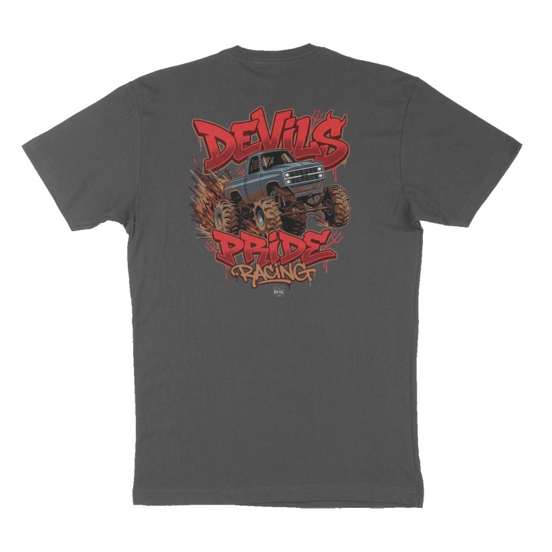 Custom t-shirt: "Devils Pride Racing", Back print, charcoal shirt