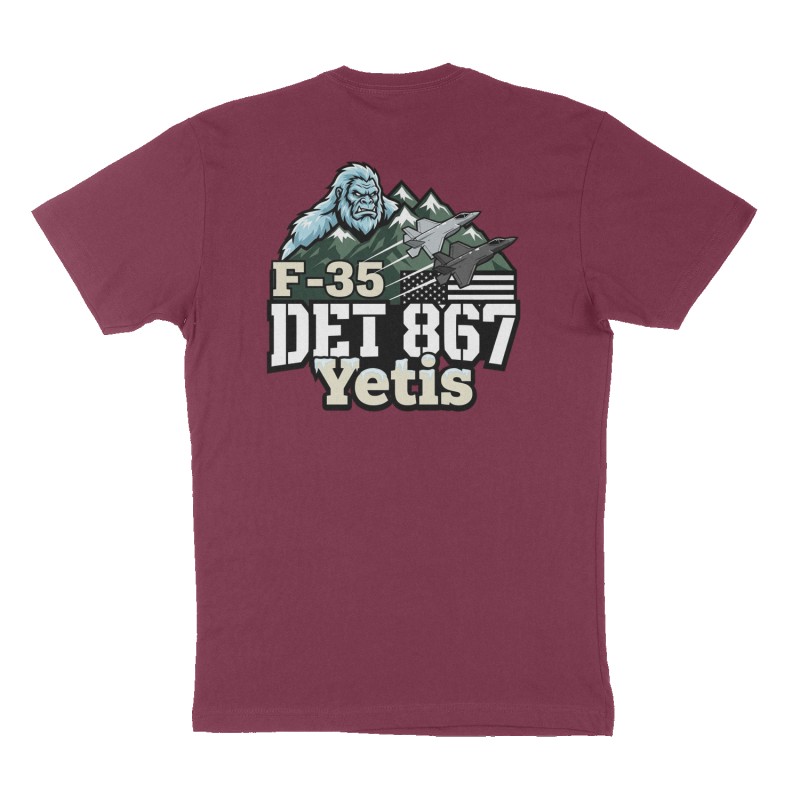 Custom t-shirt: "DET 867", Back print, maroon shirt
