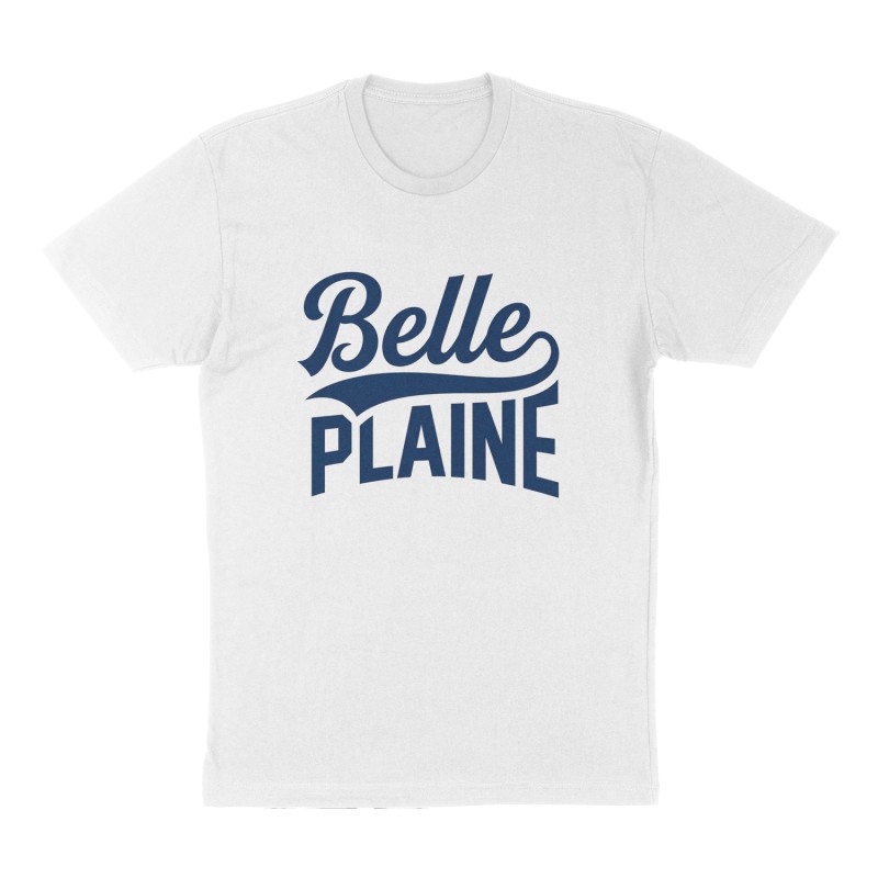 Custom t-shirt: "Belle Plaine", Front print, white shirt