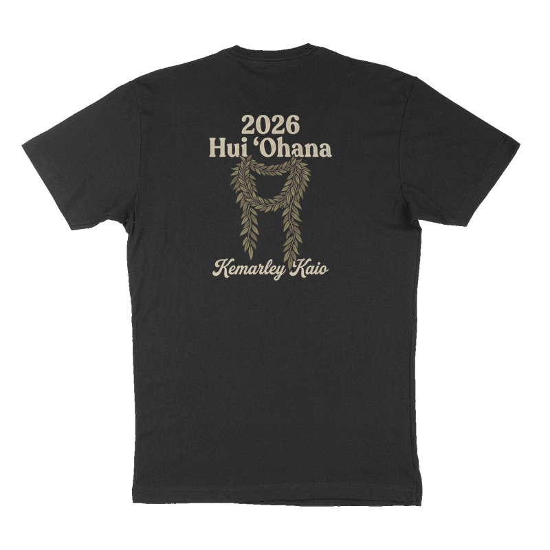 Custom t-shirt: "2026 Hui ‘Ohana", Back print, black shirt