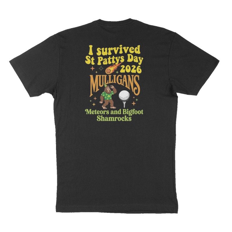 Custom t-shirt: "I survived St Pattys Day 2026", Back print, black shirt