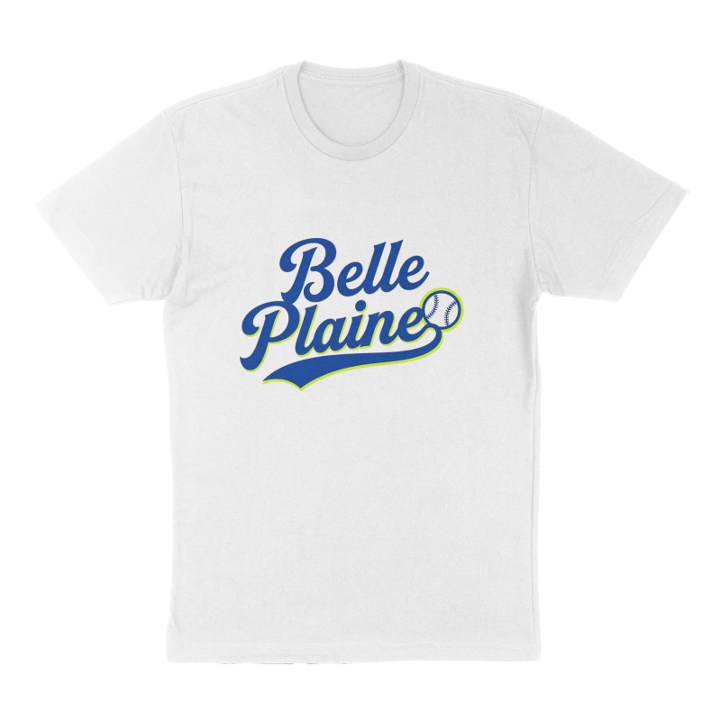 Custom t-shirt: "Belle Plaine", Front print, white shirt