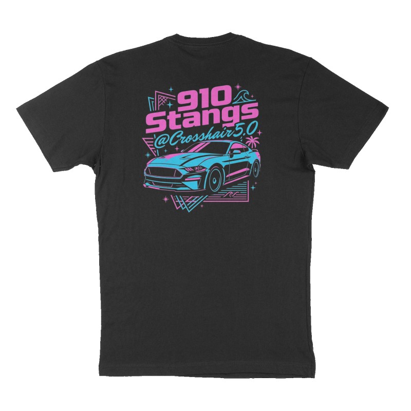 Custom t-shirt: "910 Stangs", Back print, black shirt
