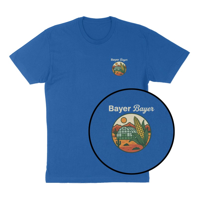 Custom t-shirt: "Bayer Bayer ", Left Chest print, royal-blue shirt