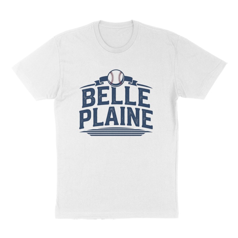 Custom t-shirt: "Belle Plaine", Front print, white shirt