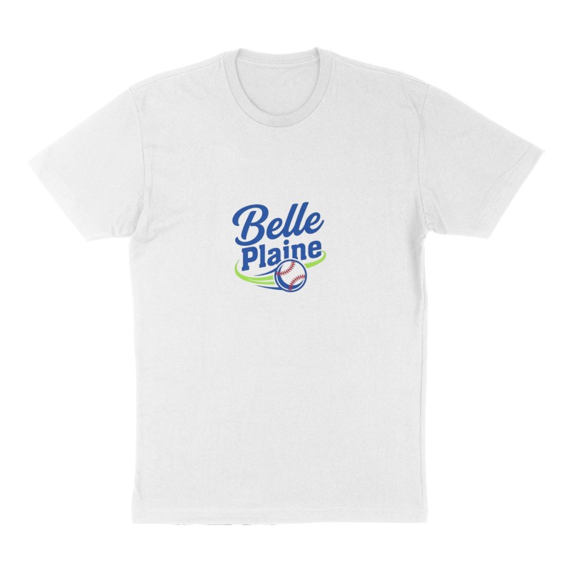 Custom t-shirt: "Belle Plaine", Front print, white shirt
