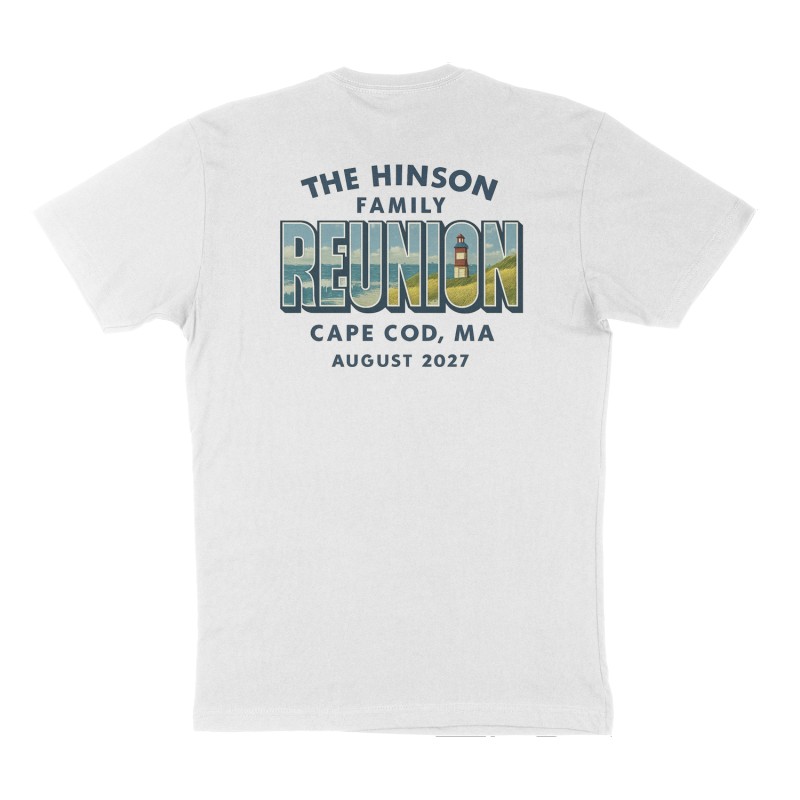 Custom t-shirt: "The Hinson family Reunion", Back print, white shirt
