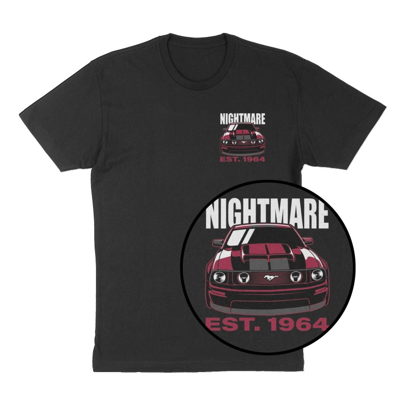 Custom t-shirt: "Nightmare", Left Chest print, black shirt