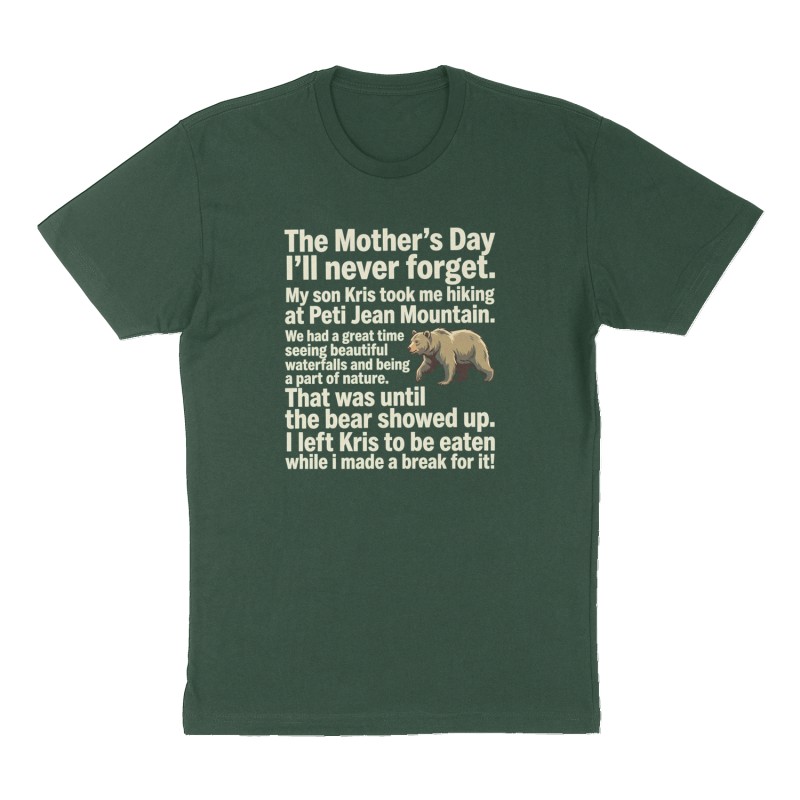 Custom t-shirt design, Front print, forest-green shirt