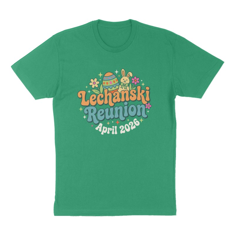 Custom t-shirt: "Lechanski Reunion", Front print, green shirt