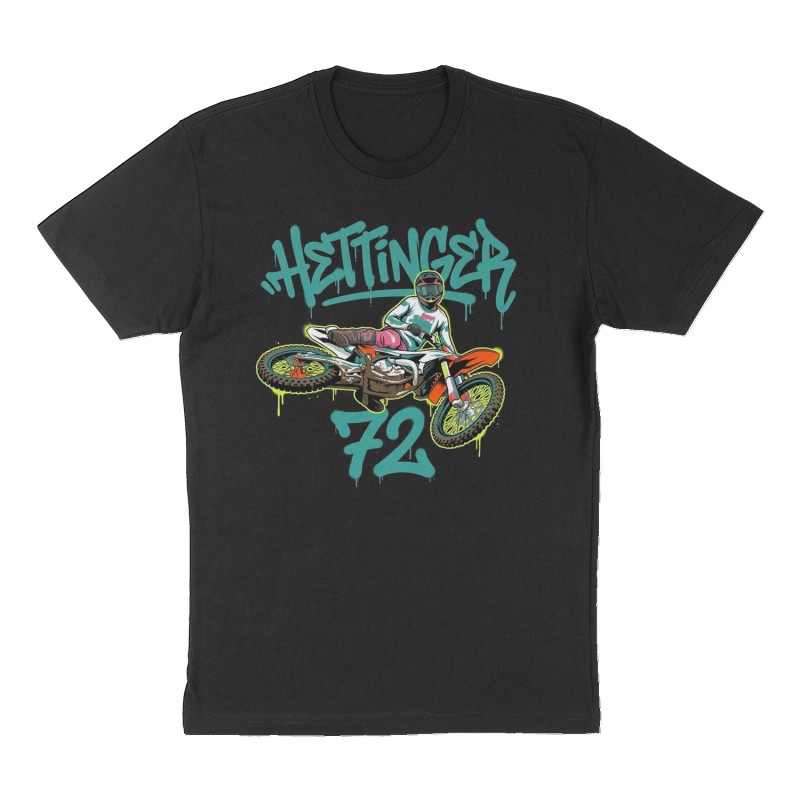 Custom t-shirt: "Hettinger 72", Front print, black shirt