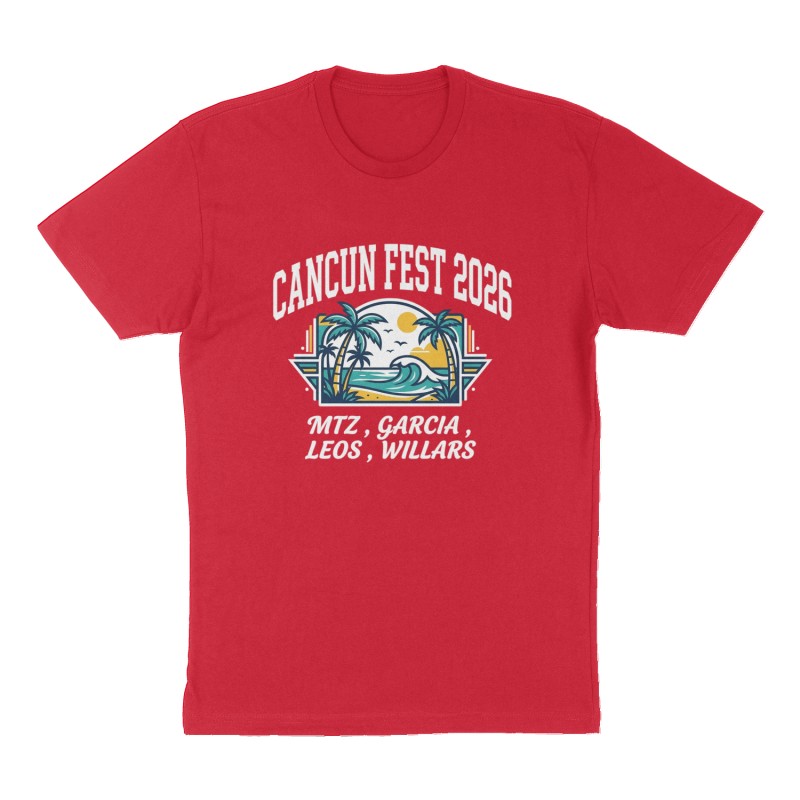 Custom t-shirt: "Cancun Fest 2026 ", Front print, red shirt