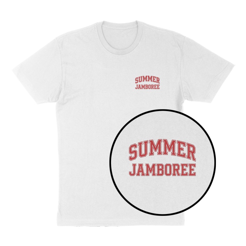Custom t-shirt: "Summer Jamboree", Left Chest print, white shirt