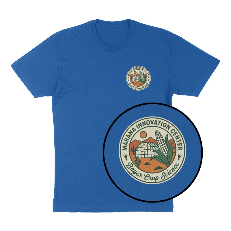 Custom t-shirt design, Left Chest print, royal-blue shirt