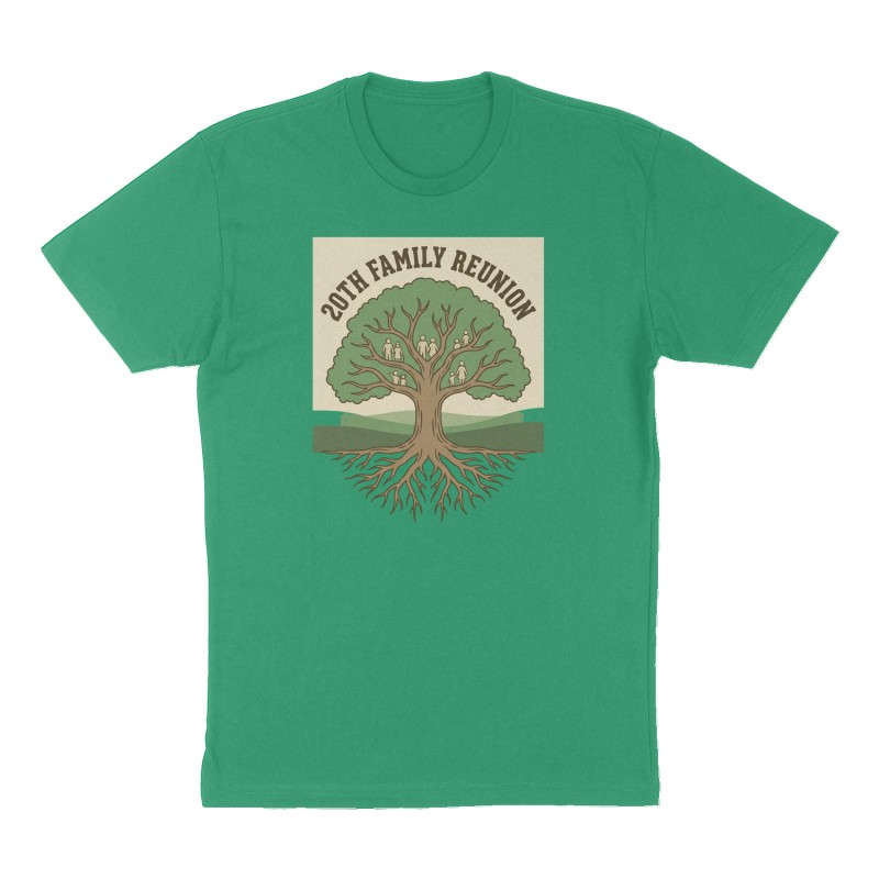 Custom t-shirt: "20th family Reunion", green shirt