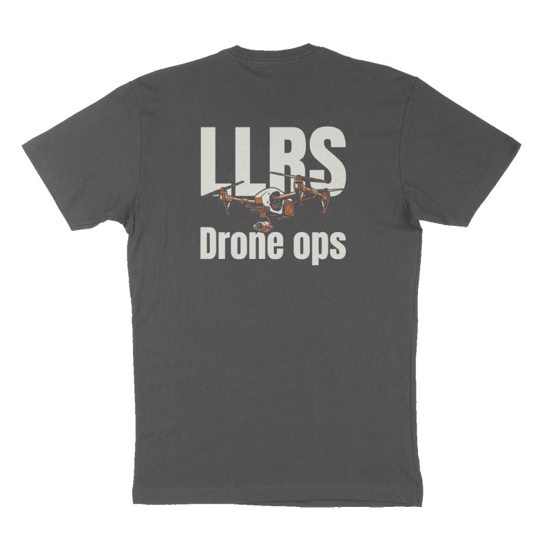 Custom t-shirt: "LLRS", Back print, charcoal shirt