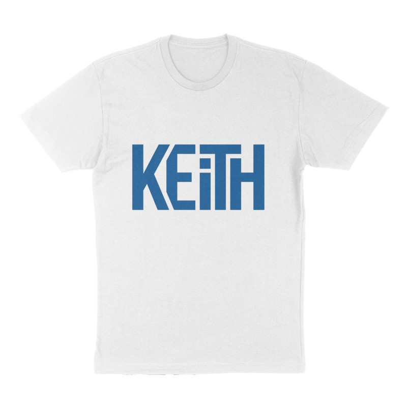 Custom t-shirt: "KEITH", Front print, white shirt