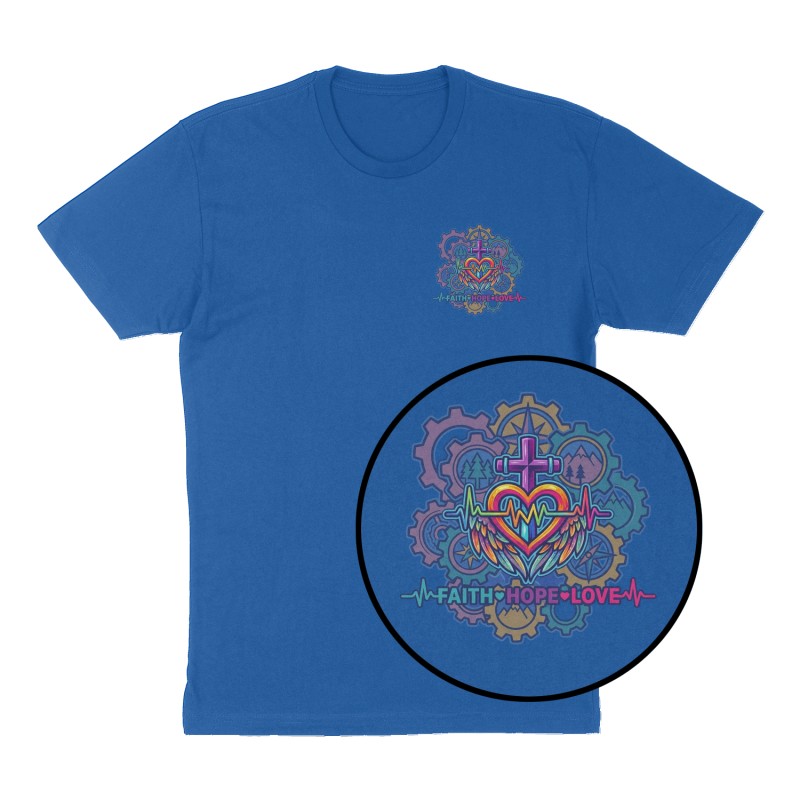 Custom t-shirt design, Left Chest print, royal-blue shirt