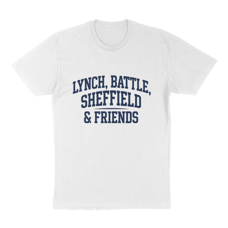 Custom t-shirt: "Lynch, Battle, Sheffield & Friends", Front print, white shirt