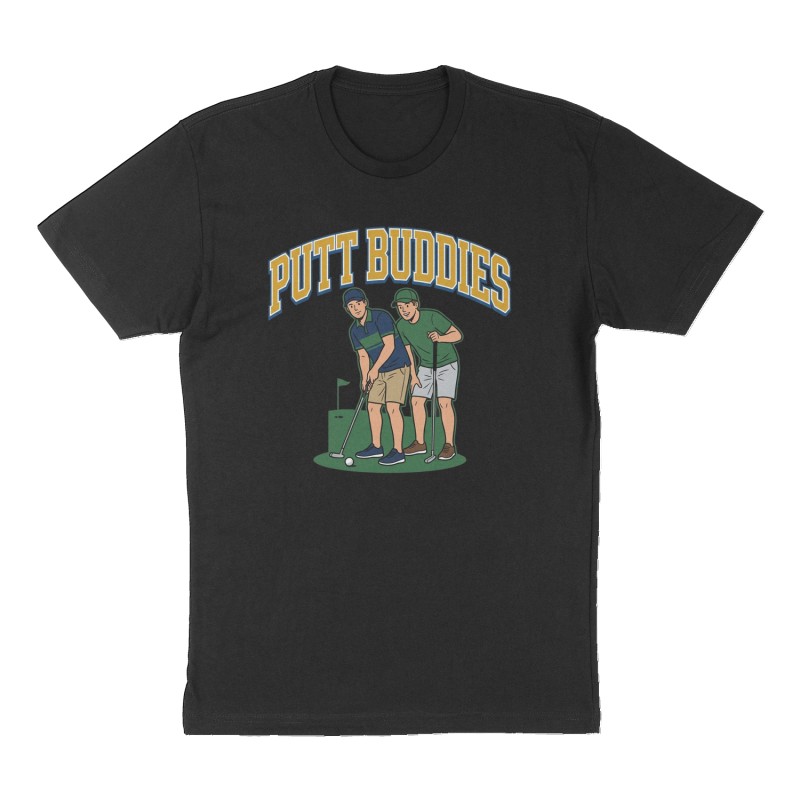 Custom t-shirt: "Putt buddies", Front print, black shirt