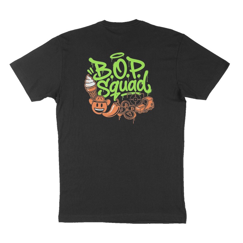 Custom t-shirt: "B.O.P. Squad", Back print, black shirt