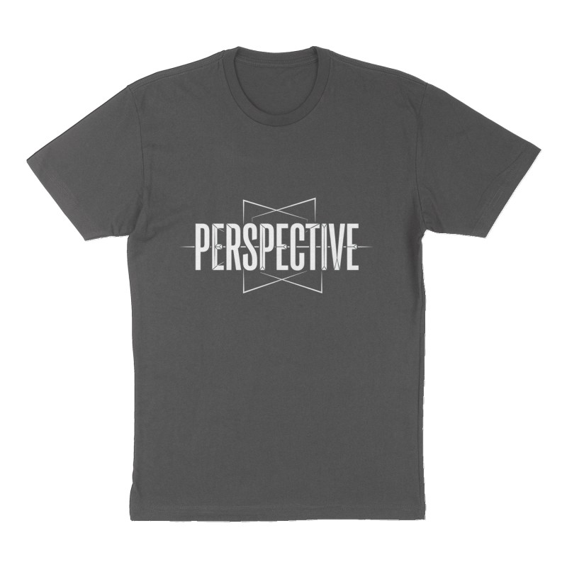 Custom t-shirt: "Perspective", Front print, charcoal shirt