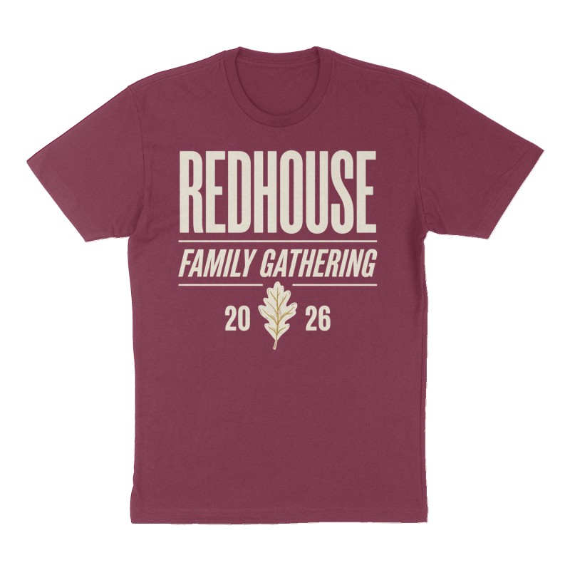 Custom t-shirt: "Redhouse Family Gathering", maroon shirt