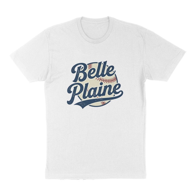 Custom t-shirt: "Belle Plaine", Front print, white shirt