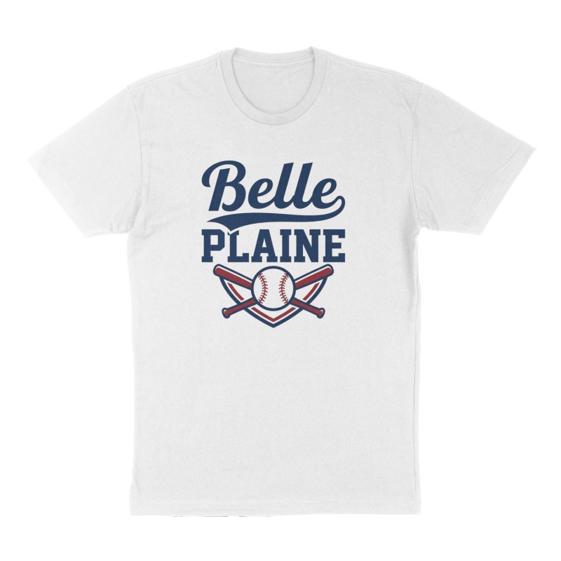 Custom t-shirt: "Belle Plaine", Front print, white shirt
