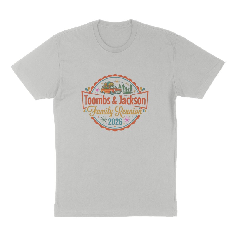 Custom t-shirt: "Toombs & Jackson Family Reunion 2026", Front print, heather-gray shirt