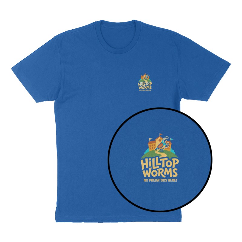 Custom t-shirt: "Hilltop Worms", Left Chest print, royal-blue shirt